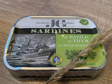 Sardine - Basilikum - Tymian - Fischdose - Fischkonserve - Bretagne - franzoesische Feinkost